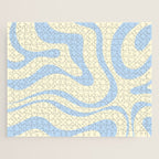 Modern Retro Liquid Swirl Abstract Pattern Light Baby Blue and Cream  Jigsaw Puzzle Gallery Image 1