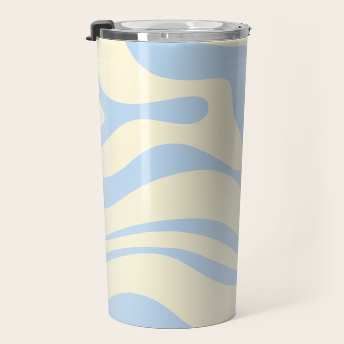 Modern Retro Liquid Swirl Abstract Pattern Light Baby Blue and Cream  Travel Mug Gallery Image 3