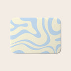 Modern Retro Liquid Swirl Abstract Pattern Light Baby Blue and Cream  Bath Mat Gallery Image 1