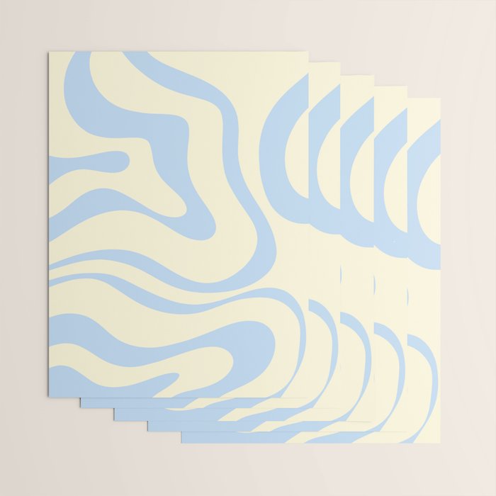 Modern Retro Liquid Swirl Abstract Pattern Light Baby Blue and Cream  Wrapping Paper Gallery Image 3
