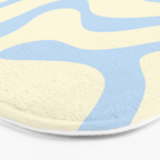 Modern Retro Liquid Swirl Abstract Pattern Light Baby Blue and Cream  Bath Mat Gallery Image 3