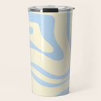 Modern Retro Liquid Swirl Abstract Pattern Light Baby Blue and Cream  Travel Mug Gallery Image 1