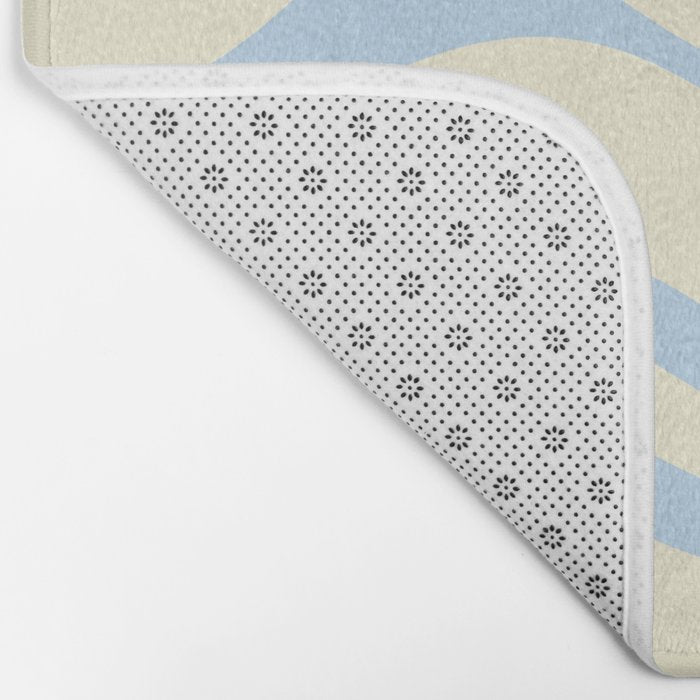 Modern Retro Liquid Swirl Abstract Pattern Light Baby Blue and Cream  Bath Mat Gallery Image 2