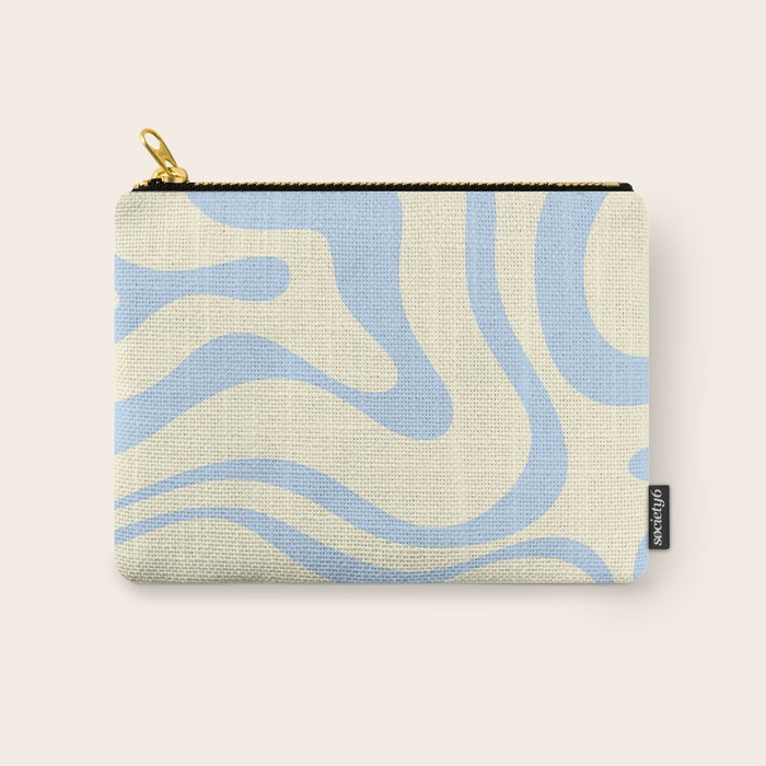Modern Retro Liquid Swirl Abstract Pattern Light Baby Blue and Cream  Carry All Pouch Gallery Image 1