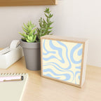 Modern Retro Liquid Swirl Abstract Pattern Light Baby Blue and Cream  Mini Art Print Gallery Image 2