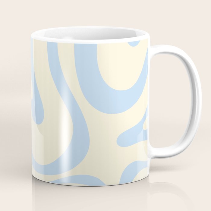 Modern Retro Liquid Swirl Abstract Pattern Light Baby Blue and Cream  Coffee Mug Gallery Image 1