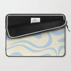 Modern Retro Liquid Swirl Abstract Pattern Light Baby Blue and Cream  Laptop Sleeve Gallery Image 2