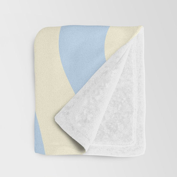Modern Retro Liquid Swirl Abstract Pattern Light Baby Blue and Cream  Throw Blanket Gallery Image 3