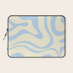 Modern Retro Liquid Swirl Abstract Pattern Light Baby Blue and Cream  Laptop Sleeve Gallery Image 1