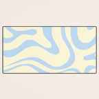 Modern Retro Liquid Swirl Abstract Pattern Light Baby Blue and Cream  Desk Mat Gallery Image 3