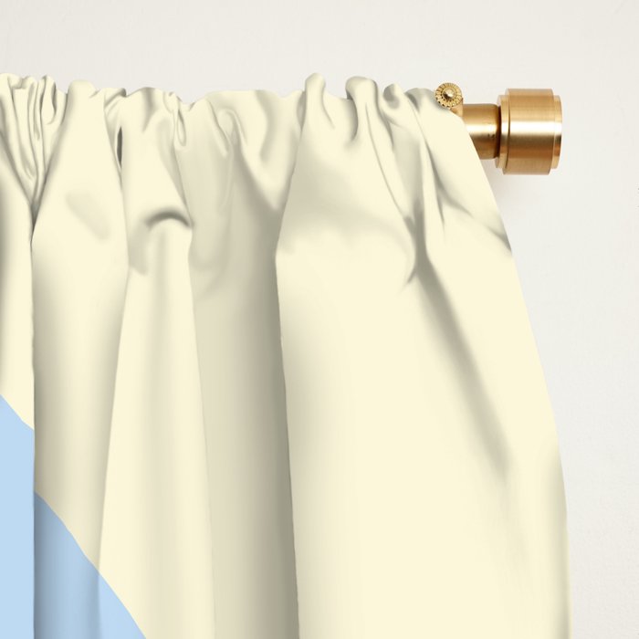 Modern Retro Liquid Swirl Abstract Pattern Light Baby Blue and Cream  Window Curtain Gallery Image 2