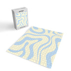 Modern Retro Liquid Swirl Abstract Pattern Light Baby Blue and Cream  Jigsaw Puzzle Gallery Image 2