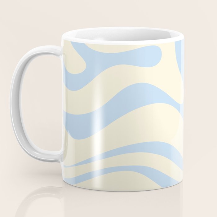 Modern Retro Liquid Swirl Abstract Pattern Light Baby Blue and Cream  Coffee Mug Gallery Image 3