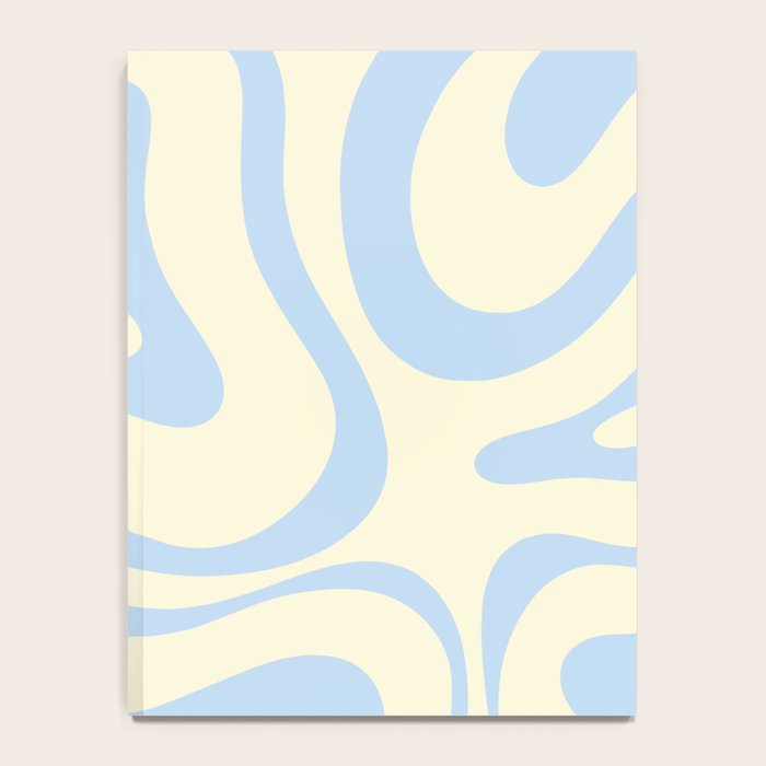 Modern Retro Liquid Swirl Abstract Pattern Light Baby Blue and Cream  Notebook Gallery Image 4