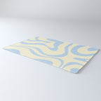 Modern Retro Liquid Swirl Abstract Pattern Light Baby Blue and Cream  Rug Gallery Image 3