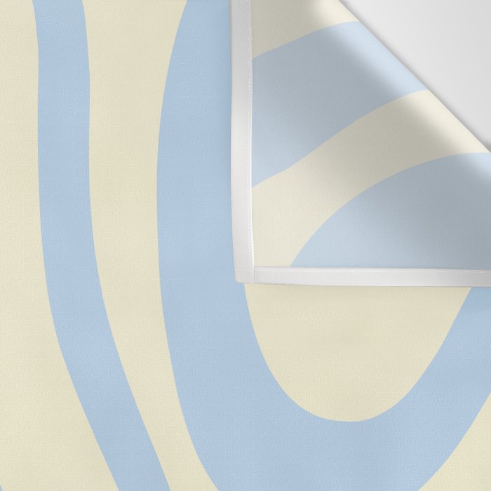 Modern Retro Liquid Swirl Abstract Pattern Light Baby Blue and Cream  Wall Tapestry Gallery Image 3