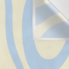 Modern Retro Liquid Swirl Abstract Pattern Light Baby Blue and Cream  Wall Tapestry Gallery Image 3