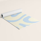 Modern Retro Liquid Swirl Abstract Pattern Light Baby Blue and Cream  Yoga Mat Gallery Image 2