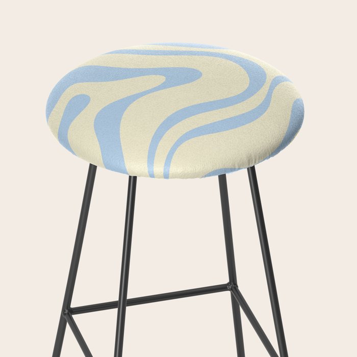 Modern Retro Liquid Swirl Abstract Pattern Light Baby Blue and Cream  Stool Gallery Image 2