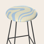 Modern Retro Liquid Swirl Abstract Pattern Light Baby Blue and Cream  Stool Gallery Image 2