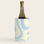 Modern Retro Liquid Swirl Abstract Pattern Light Baby Blue and Cream  Wine Chiller Gallery Image 3