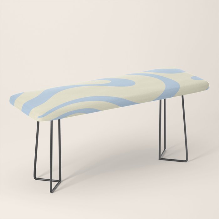 Modern Retro Liquid Swirl Abstract Pattern Light Baby Blue and Cream  Bench Gallery Image 1