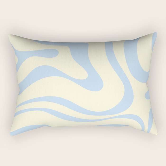 Modern Retro Liquid Swirl Abstract Pattern Light Baby Blue and Cream  Rectangular Pillow Gallery Image 2