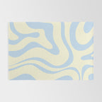 Modern Retro Liquid Swirl Abstract Pattern Light Baby Blue and Cream  Rug Gallery Image 2