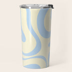 Modern Retro Liquid Swirl Abstract Pattern Light Baby Blue and Cream  Travel Mug Gallery Image 2