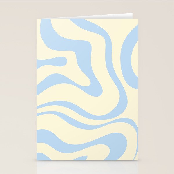 Modern Retro Liquid Swirl Abstract Pattern Light Baby Blue and Cream  Stationery Card Gallery Image 1