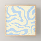 Modern Retro Liquid Swirl Abstract Pattern Light Baby Blue and Cream  Mini Art Print Gallery Image 1