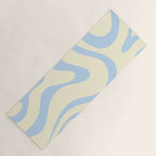 Modern Retro Liquid Swirl Abstract Pattern Light Baby Blue and Cream  Yoga Mat Gallery Image 1