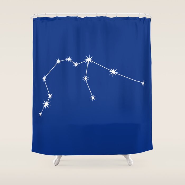 Aquarius Zodiac Star Constellation Line Art Dark Blue Shower Curtain Gallery Image 1