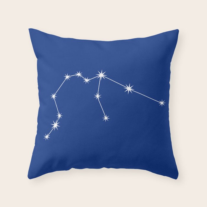 Aquarius Zodiac Star Constellation Line Art Dark Blue Throw Pillow Gallery Image 1