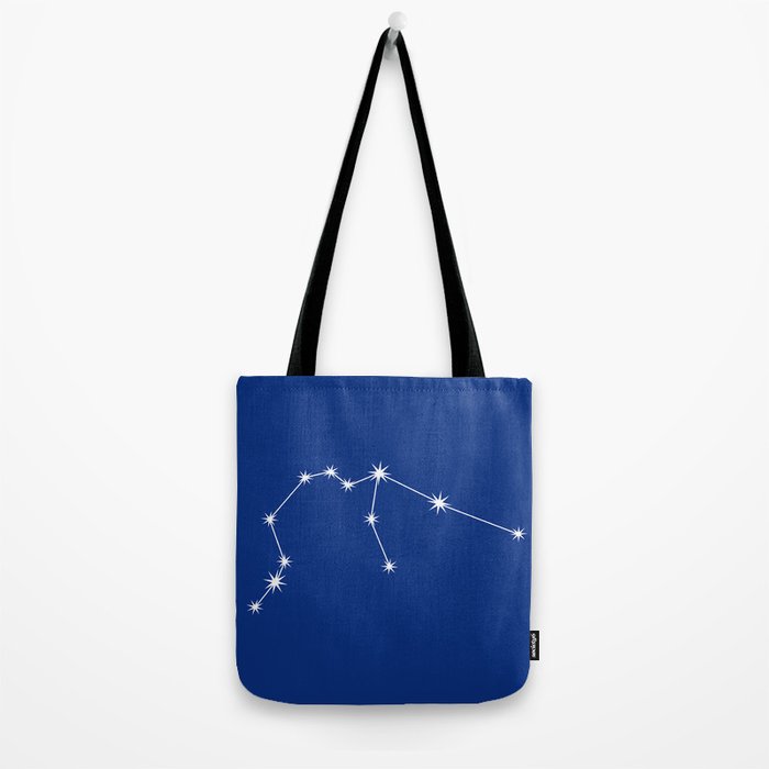 Aquarius Zodiac Star Constellation Line Art Dark Blue Tote Bag Gallery Image 2