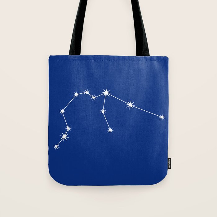 Aquarius Zodiac Star Constellation Line Art Dark Blue Tote Bag Gallery Image 1