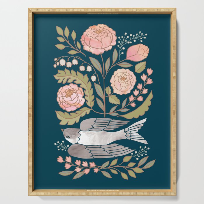 Peony Garden Dove Serving Tray Gallery Image 1