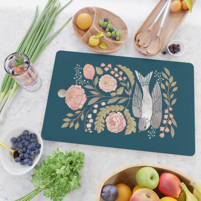 Peony Garden Dove Cutting Board Gallery Image 2