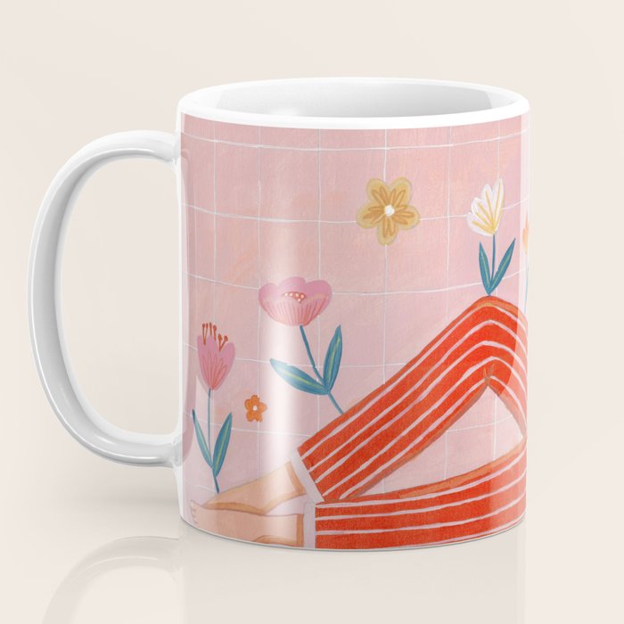 Modern Woman with Flowers Coffee Mug Gallery Image 3