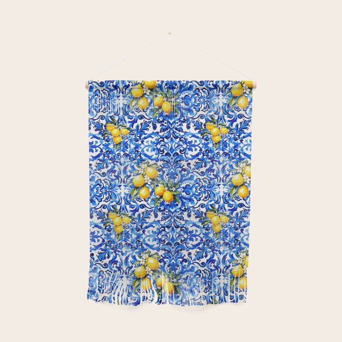 Blue Italian majolica baroque lemon art Wall Hanging Gallery Image 1