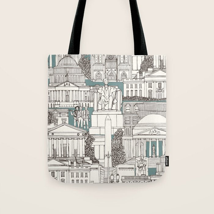 Washington DC toile juniper Tote Bag Gallery Image 1
