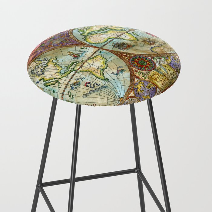 Magical Antique World Map  Stool Gallery Image 2