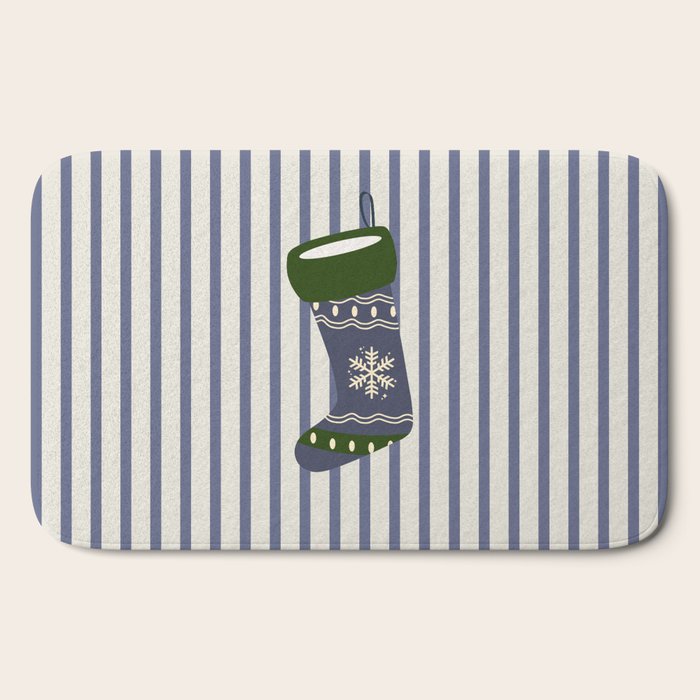Christmas Stocking Blue Bath Mat Gallery Image 2