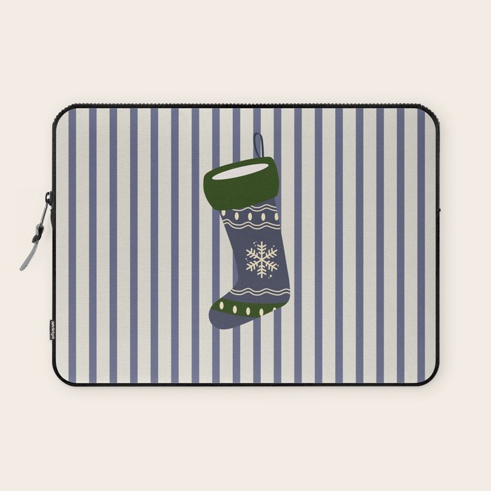 Christmas Stocking Blue Laptop Sleeve Gallery Image 1