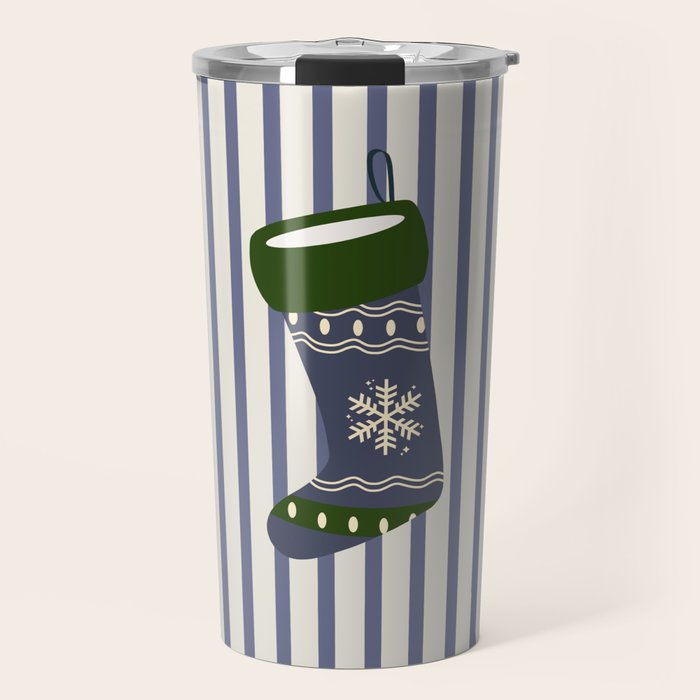 Christmas Stocking Blue Travel Mug Gallery Image 1