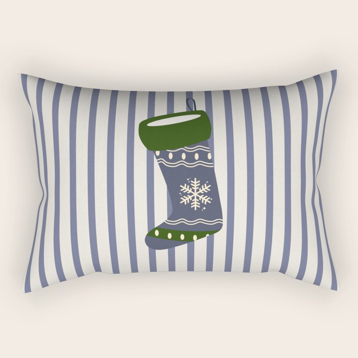 Christmas Stocking Blue Rectangular Pillow Gallery Image 2