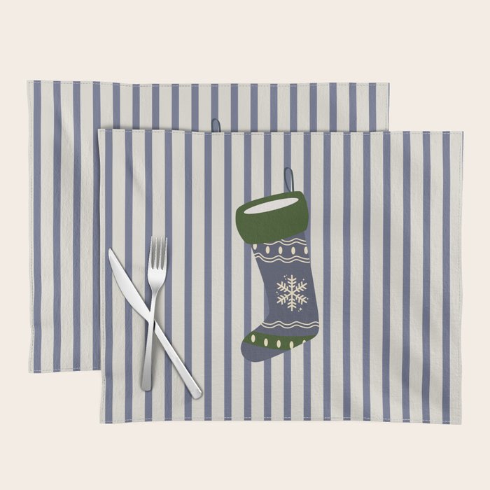 Christmas Stocking Blue Placemat Gallery Image 1