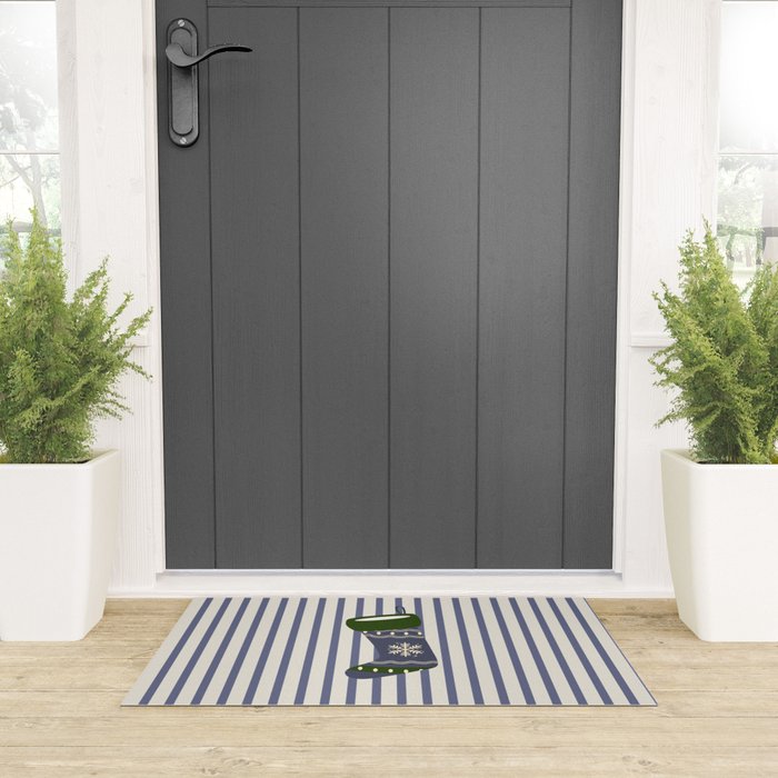 Christmas Stocking Blue Welcome Mat Gallery Image 3