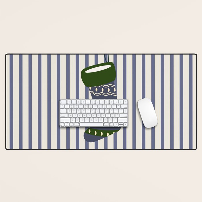Christmas Stocking Blue Desk Mat Gallery Image 1