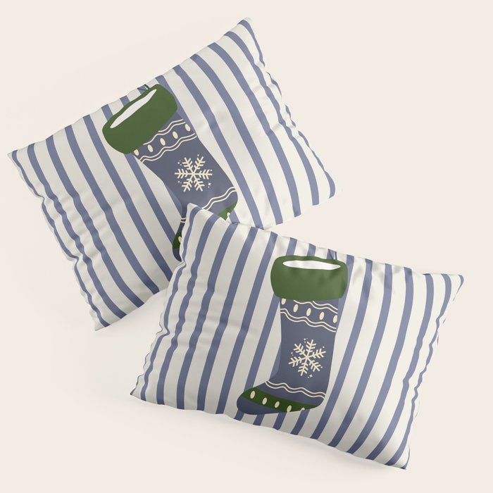 Christmas Stocking Blue Pillow Sham Gallery Image 3